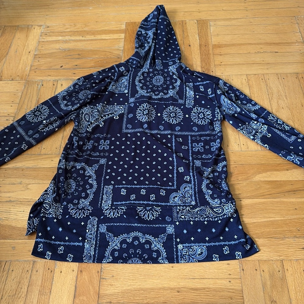 Navy Blue Bandana paisley Print Hoodie - Picture 4 of 4